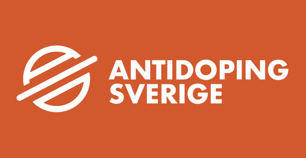 Text där det står "Antidoping Sverige" framför en orange bakgrund. 